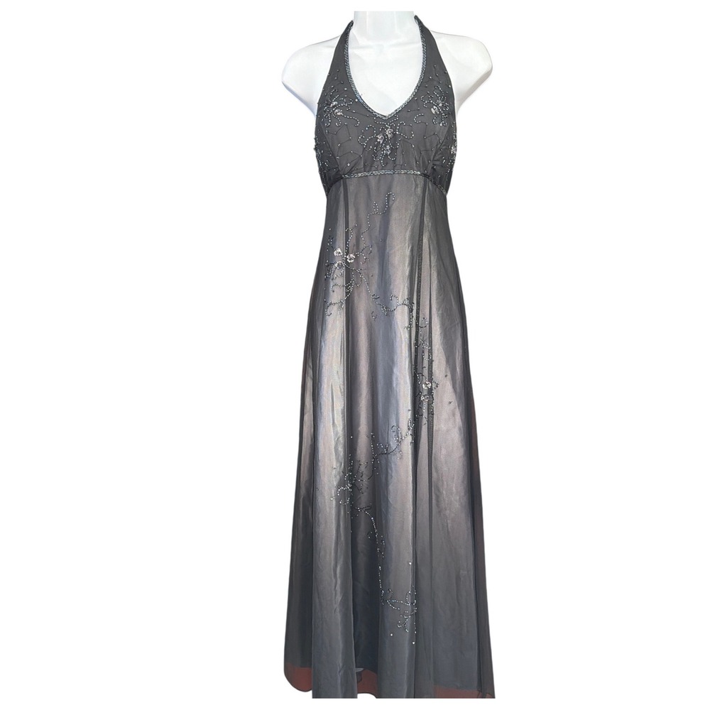 Y2K Blondie Nites Deadstock Halter Gown Prom Fairycore Whimsigoth Beaded HOCO